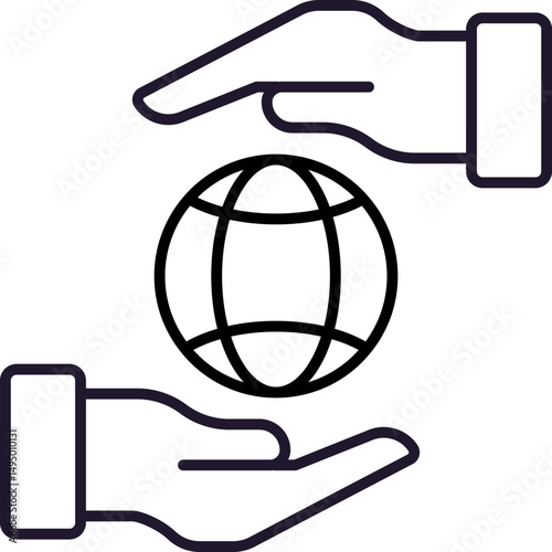 Isolated Icon of Planet between Hands for Graphics, Concept, Apps