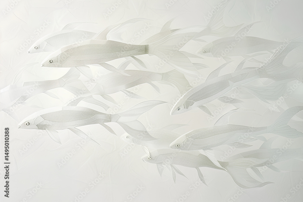 Obraz premium 魚群のテクスチャー（白の世界）
