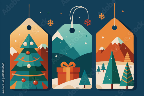 Gift Tags and Labels Christmas Background Vector Illustration