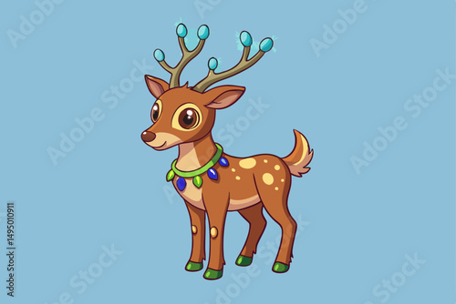Deer with glowing ornaments in antlers vector illustration