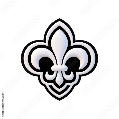 Elegant White Fleur De Lis Design Element on Black Background