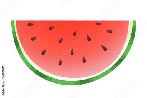 Fresh watermelon slice with seeds, isolated on a transparent background. Summer fruit vector illustration