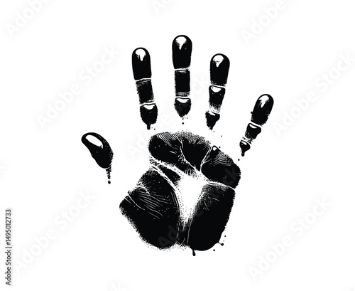 Silhouette hand print vector illustration and Icon with adult handprint vector