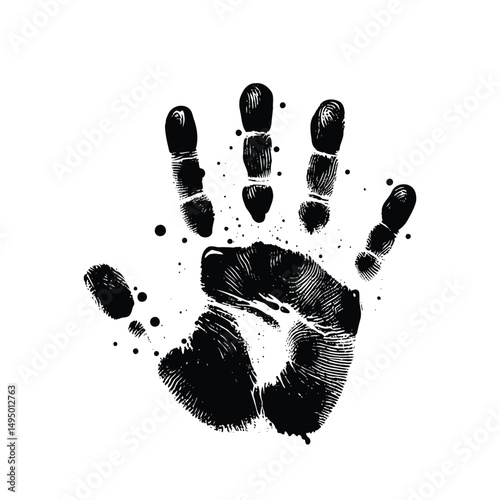Silhouette hand print vector illustration and Icon with adult handprint vector