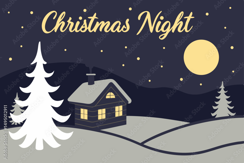 Fototapeta premium starry christmas night with golden typography vector design