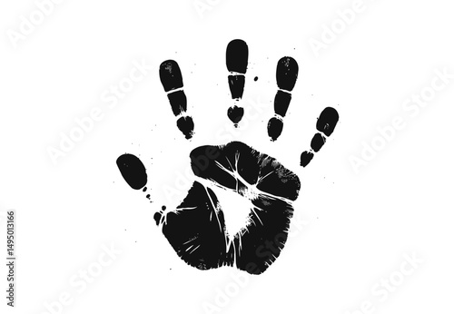 Silhouette hand print vector illustration and Icon with adult handprint vector