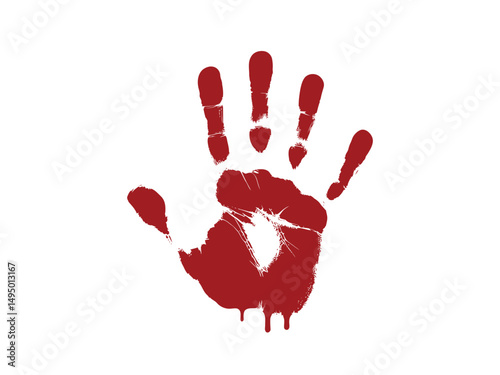 Silhouette hand print vector illustration and Icon with adult handprint vector