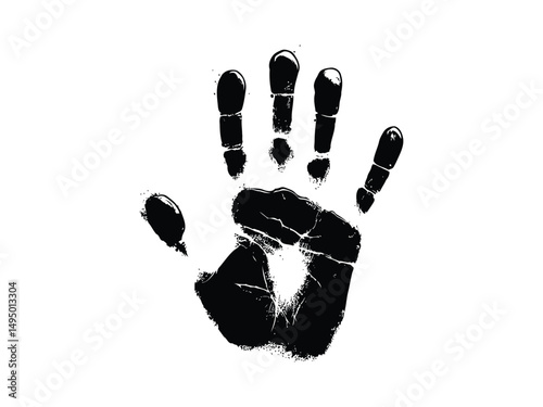 Silhouette hand print vector illustration and Icon with adult handprint vector