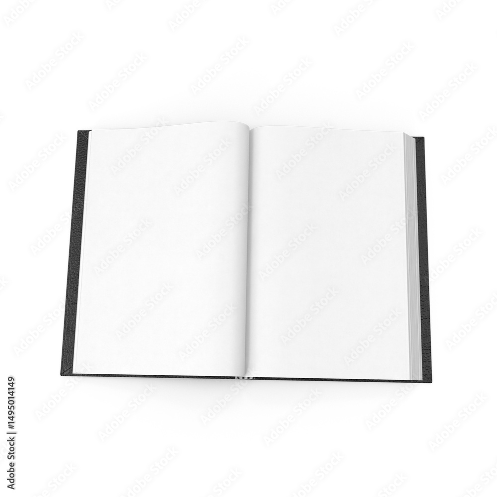 Open Blank Book with Black Cover Isolated on White Background Open Blank Book with Black Cover Isolated on White Background