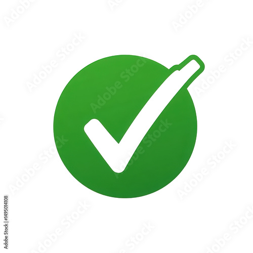 Green circle check mark icon graphic design element for website and app user interface approval confirmation symbol positive feedback yes correct choice right answer digital on transparent background