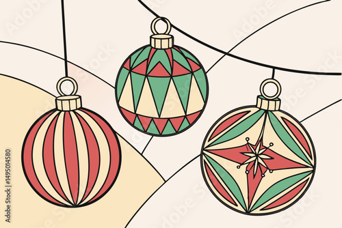 low poly christmas ornaments vector illustration