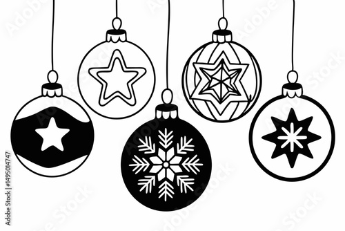 low poly christmas ornaments vector illustration