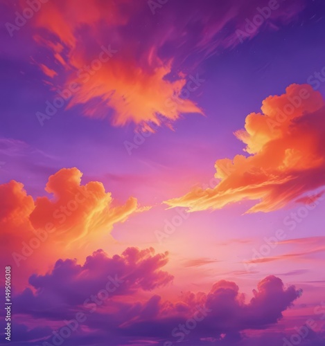 Vibrant orange and purple watercolor sky, abstract texture ,  impressionistic,  heaven,  evening
