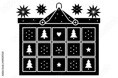 christmas countdown calendar flat style vector illustration