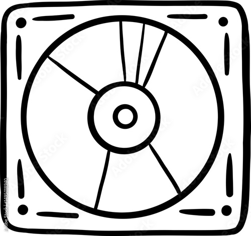 Cassette Tape Icon in Retro Doodle Style