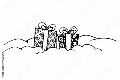 colorful presents in snow vector wrapping pattern vector illustration