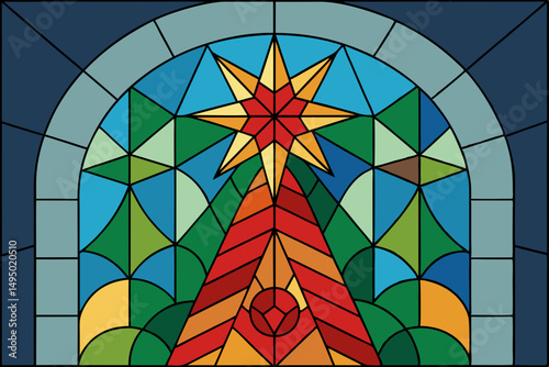 stained glass style christmas background vector illustration