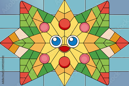 vector stained glass style christmas background vector design