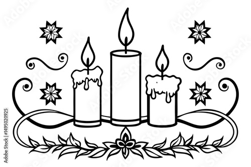 Christmas candles and Bible verses in decorative border vector illustration