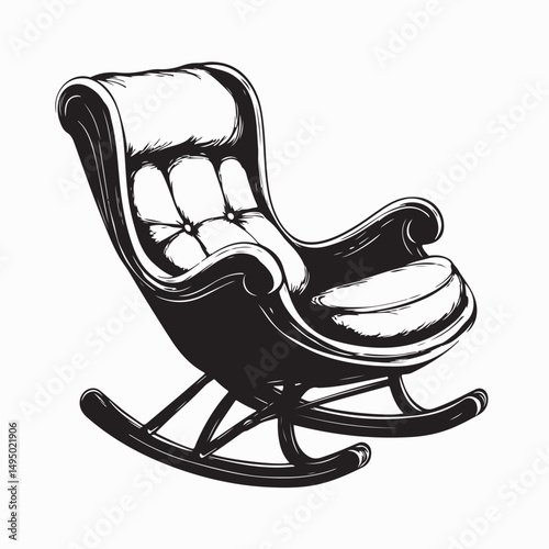 Rocking Chair with Armrests Modern Lounge Chair Image vector.