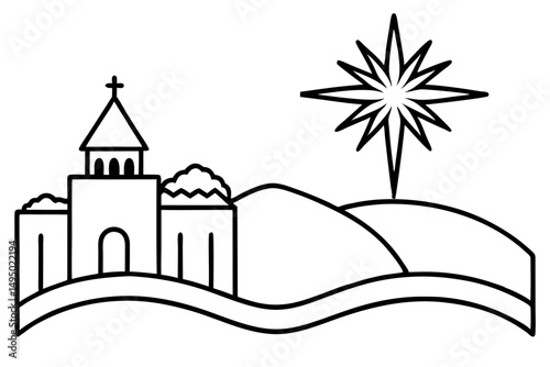 holy night with shining bethlehem star vector illustration