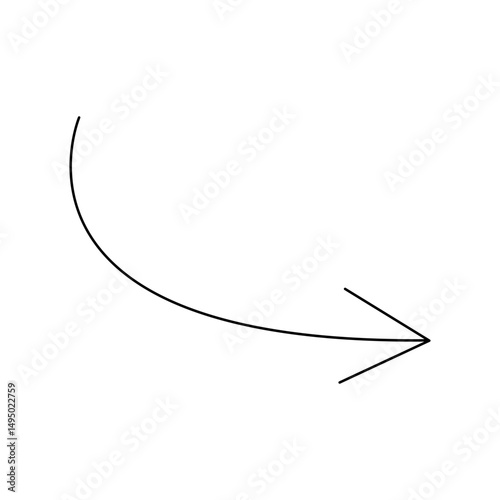 Minimalist Curved Black Arrow Vector.