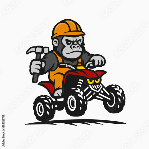 gorilla riding atv illustration