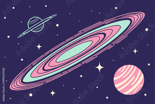 glowing galaxy stretching across night sky vector illustration