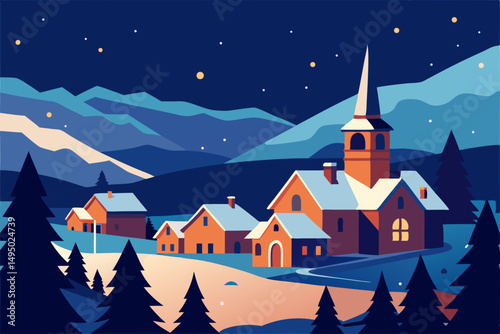 Vector snowstorm over Christmas town vector illustration