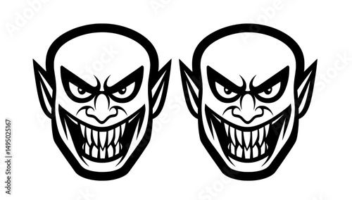 Happy Halloween party theme featuring a modern Black Vampire icon isolated on a transparent background