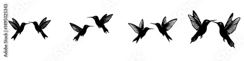 Modern illustration of a humming bird silhouette in eps format on a white background eps format