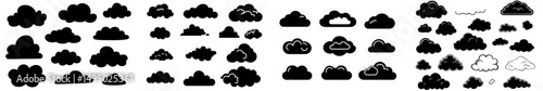 Silhouette of a set of clouds, with clouds isolated on a white background
