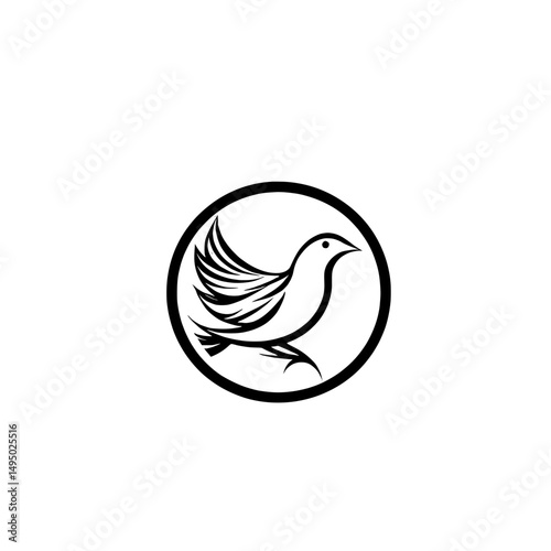 A hen depicted in continuous line art drawing style, set against a white background with a minimalist black linear design, forming a modern illustration