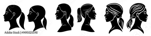 A diverse set of women is depicted in a modern silhouette icon illustration