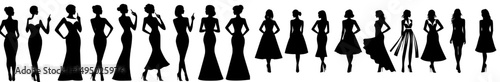 The illustration includes a range of female models with sexy poses, highlighting contemporary designs