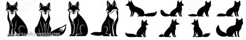 Modern silhouette designs feature a large pack of foxes and coyotes set against a clean white background