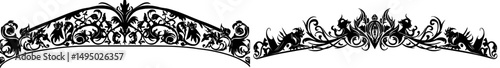 The design features an indigo floral engraving border with a hand drawn modern outline, presented as graphic line art, incorporating a vintage baroque ornament frame in a modern style with antique