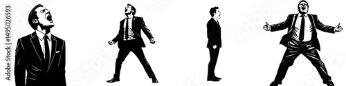 A man is screaming in anger, depicted as a silhouette with a modern outline, set against a white background