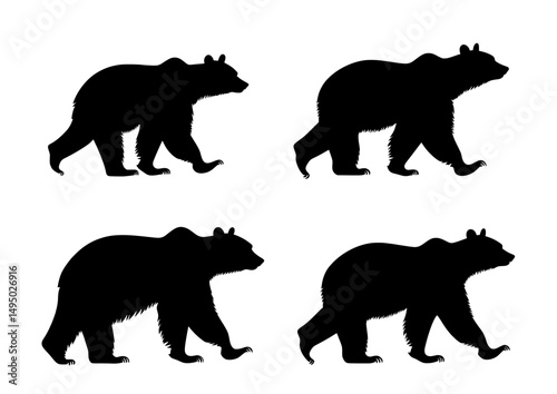A set of modern silhouettes is available, showcasing the forms of Grizzly bears or polar bears in a flat, two-dimensional style, classified under animal silhouettes