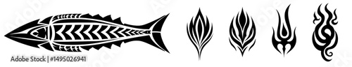 A set of abstract ethnic shapes in gothic style, ideal for creating custom neo tribal tattoos and individual designer elements