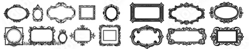 The gold vintage ornament is part of a set that includes decorative frames and borders in a modern elegant style in eps format