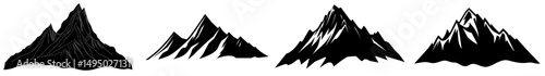 Modern illustration of a majestic mountain silhouette in black and white, mountain range clipart