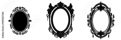 A modern graphic featuring a black gothic photo frame on a transparent background