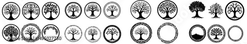 A modern Irish Celtic round frame set featuring a braided mandala pattern is available for use as a greeting card and invitation background or St Patrick's Day ornament, alongside a collection of