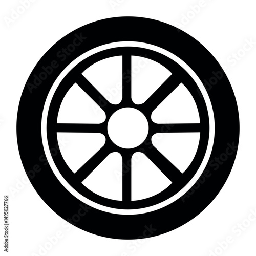 Car wheel icon vector, car tire icon, auto rims disc and tire silhouette vector in trendy flat style illustration isolated on white background.