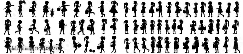 The illustration depicts kids in playful and standing poses, with their silhouettes forming a modern and ideal set for use in educational designs, websites, or creative projects requiring