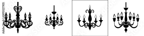 Modern digital art features elegant chandelier silhouettes in its designs