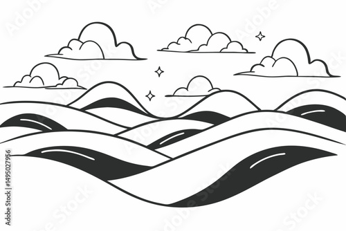 dreamlike landscape of rolling pastel hills vector illustration