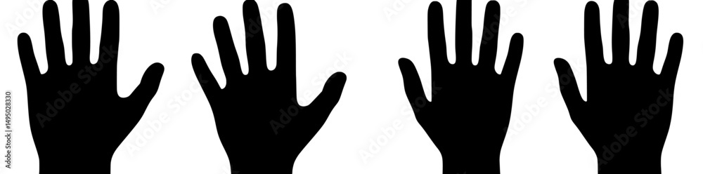 The WebHand icon is represented by a collection of modern black and white icons depicting a human hand palm isolated on white The WebHand icon is represented by a collection of modern black and white icons depicting a human hand palm isolated on white
