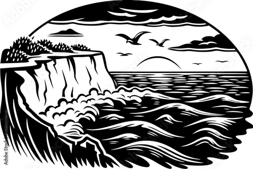 breathtaking cliffside overlooking vast ocean vector illustration